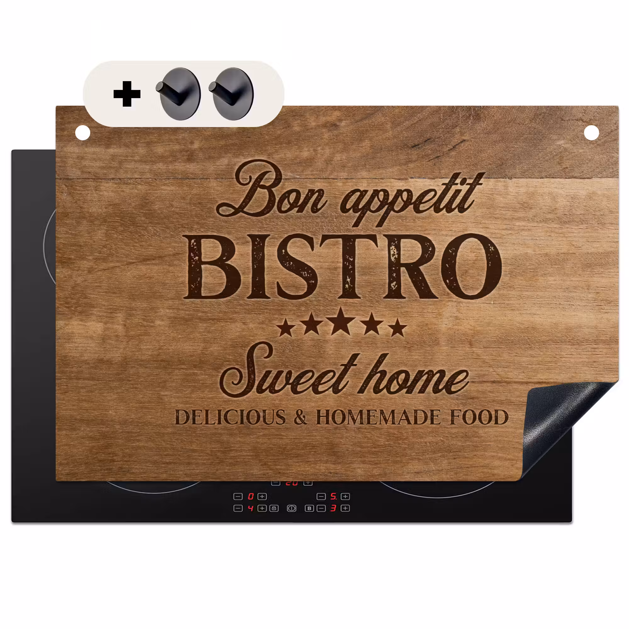 2-in-1 Herdabdeckplatte & Spritzschutz - Gemütliches Bistro-Erlebnis