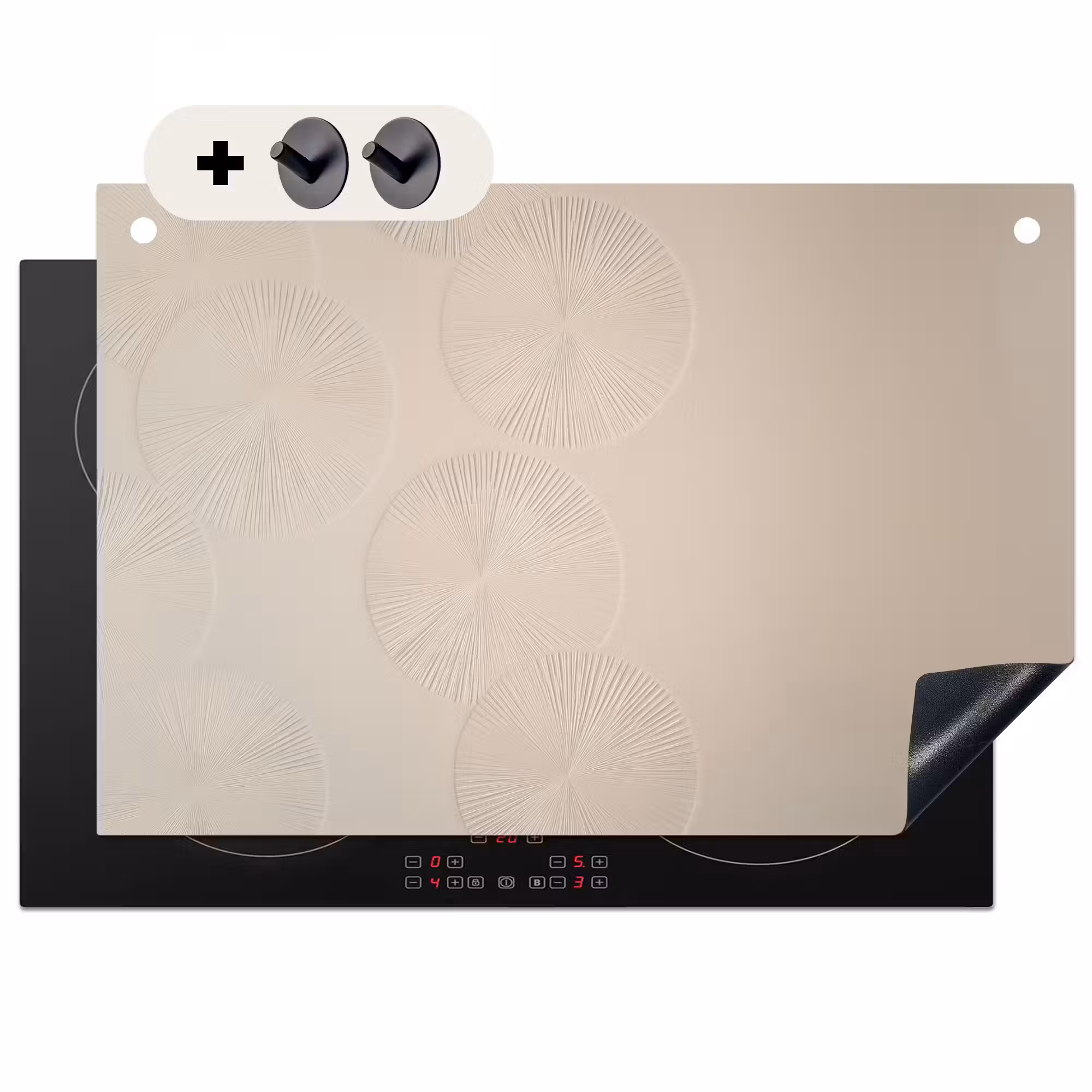 2-in-1 Herdabdeckplatte & Spritzschutz - Japandi - Beige - Modern