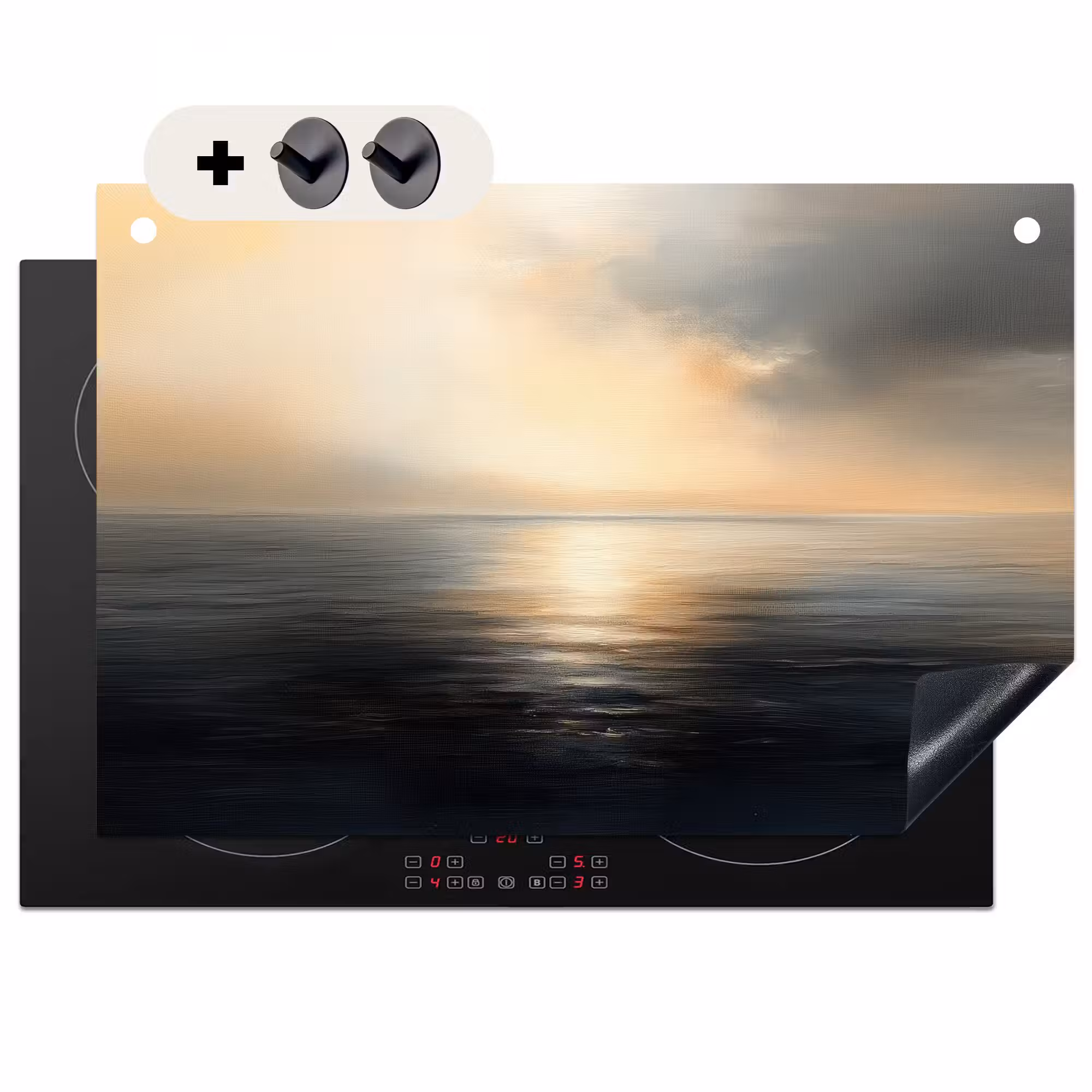 2-in-1 Herdabdeckplatte & Spritzschutz - Sonne - Horizont - Meer