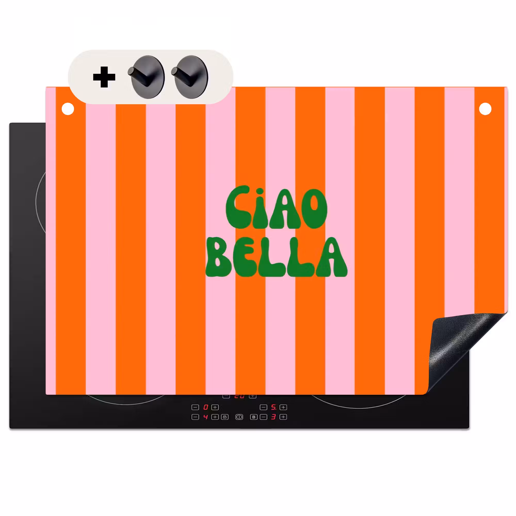 2-in-1 Herdabdeckplatte & Spritzschutz - Streifen - Orange - Vertikal - Ciao bella