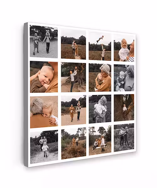 Leinwandcollage – 16 Fotos – Quadratisch