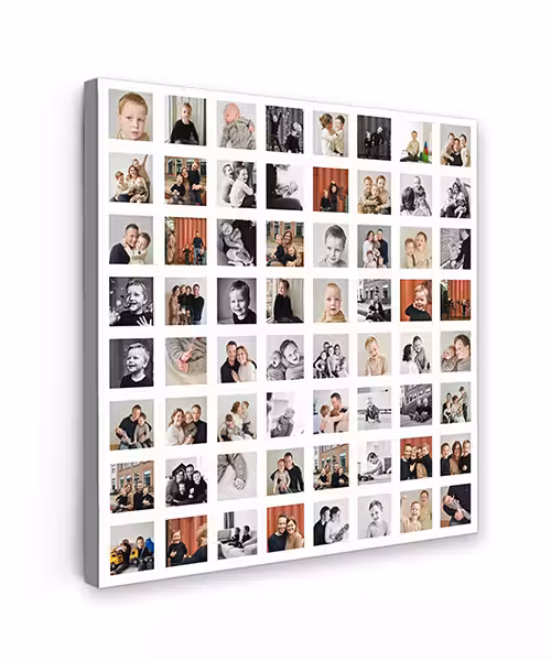 Leinwandcollage – 64 Fotos – Quadratisch