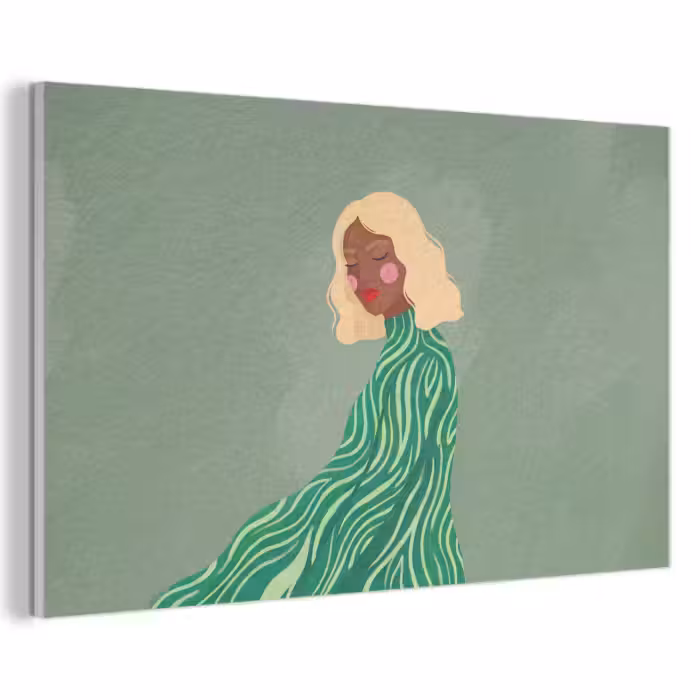 Akustikbild - Frau – Porträt – Illustration – Modern – Grün