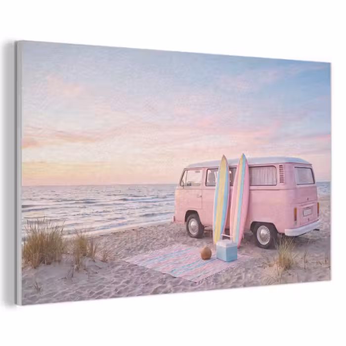 Akustikbild - Kleinbus – Strand – Surfbrett – Sommer – Rosa