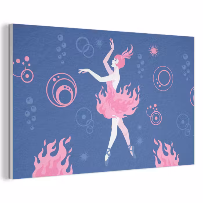 Akustikbild - Tänzerin – Flammenrock – Abstrakt – Rosa – Blau