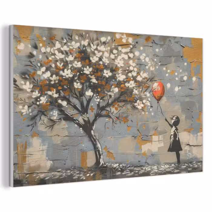 Akustikbild - Baum - Graffiti - Banksy-Stil - Ballon-Mädchen