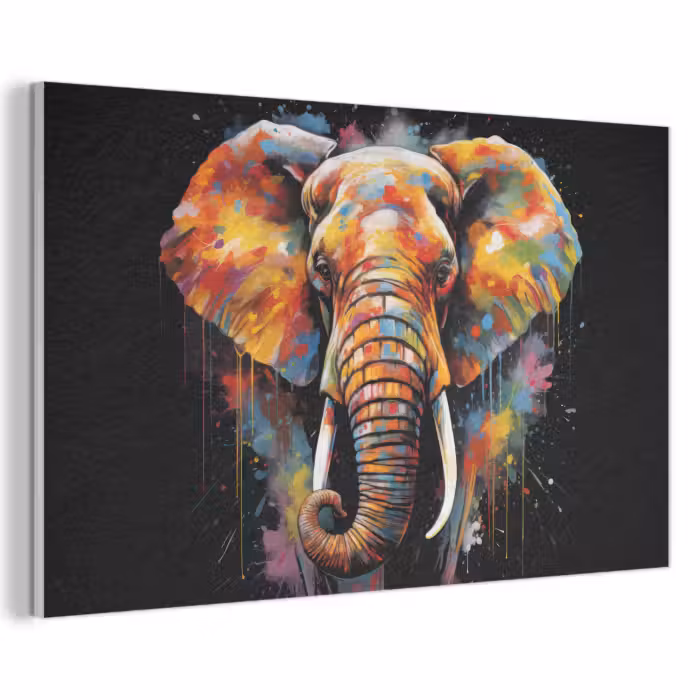 Akustikbild - Elefant - Graffiti - Schwarz - Tiere - Farben