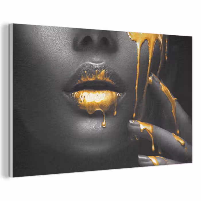 Akustikbild - Frau - Schwarz - Gold - Gesicht - Lippen