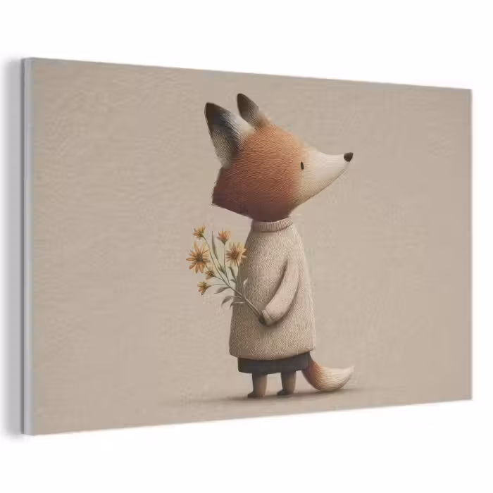 Akustikbild - Fuchs - Gelbe Blumen - Minimalistisch
