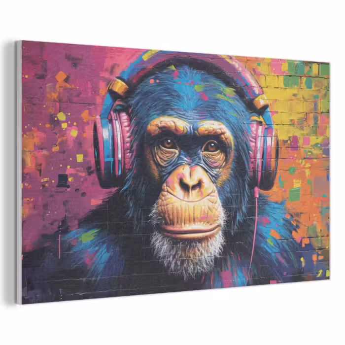 Akustikbild - Graffiti - Schimpanse - Straßenkunst - Kopfhörer - Affe