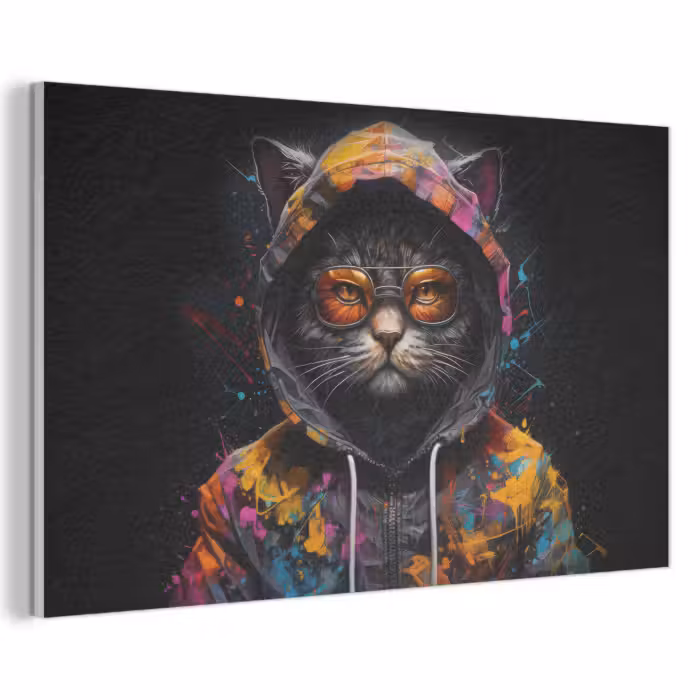 Akustikbild - Katze - Mantel - Graffiti - Brille - Schwarz