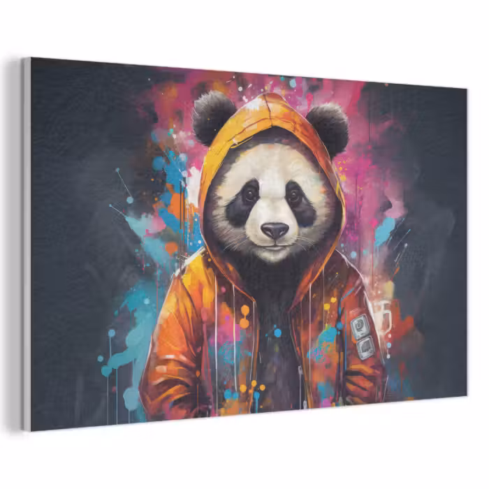 Akustikbild - Panda - Jacke - Graffiti - Orange