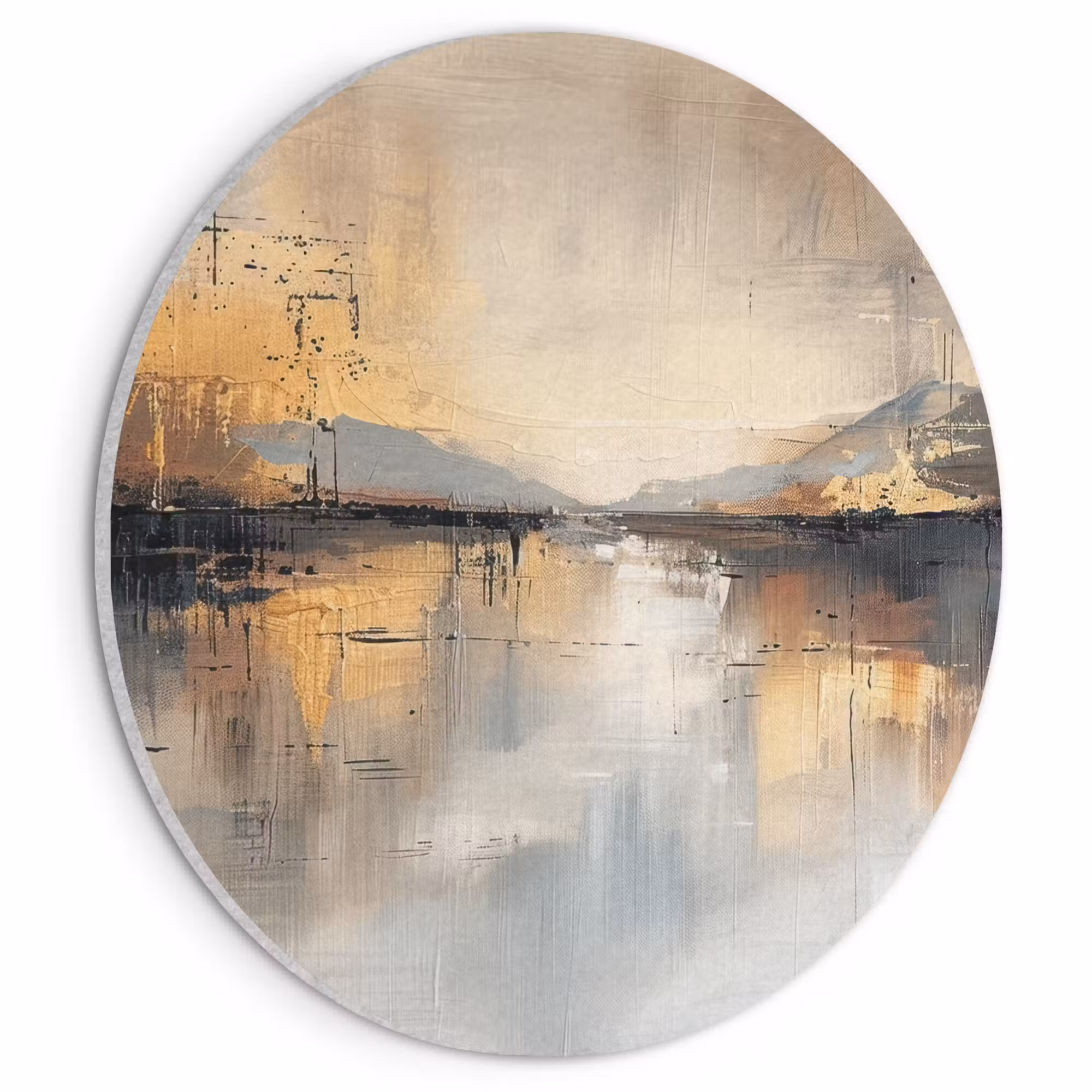 Akustikbild - Rund - Abstrakt - Modern - Beige - Ästhetisch - Gold