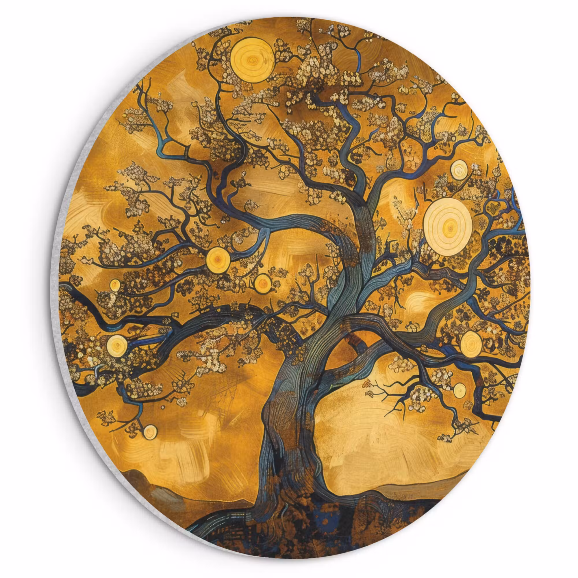 Akustikbild - Rund - Baum - Baum des Lebens - Abstrakt - Gold