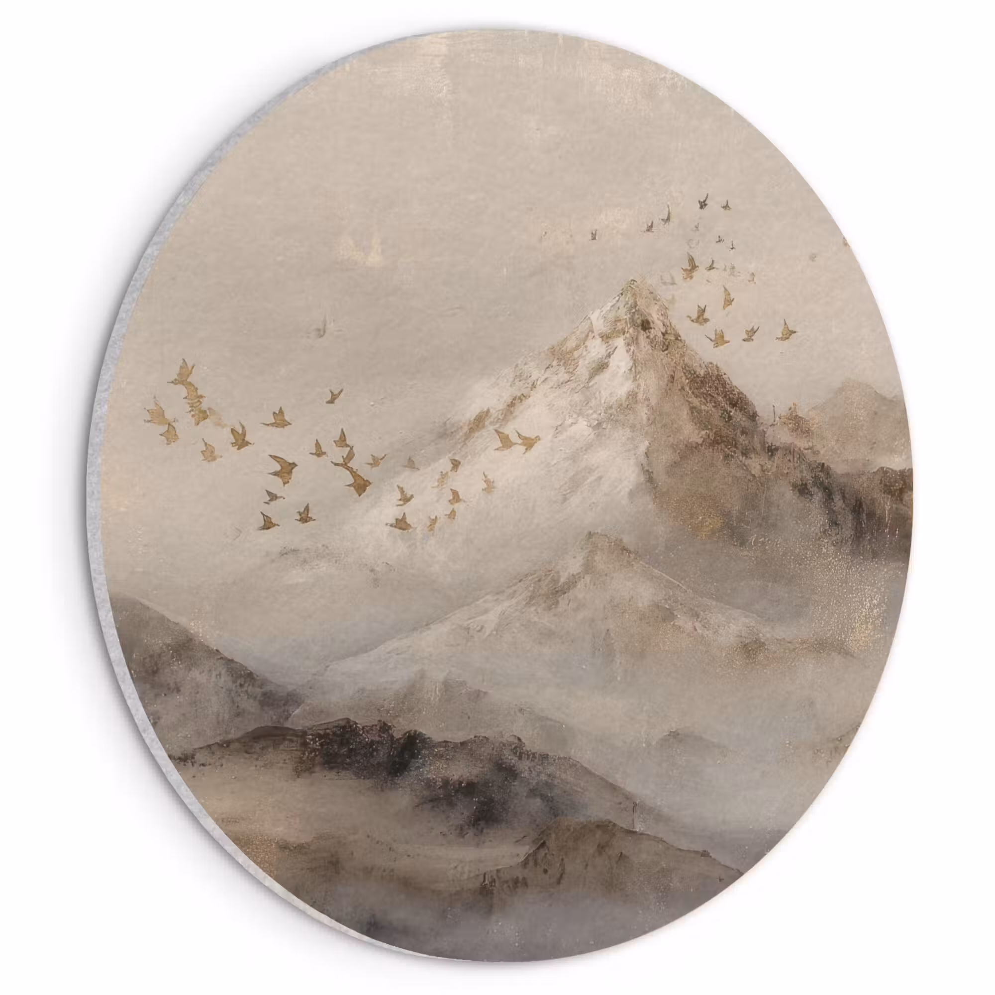 Akustikbild - Rund - Berglandschaft - Nebel - Pinselstriche