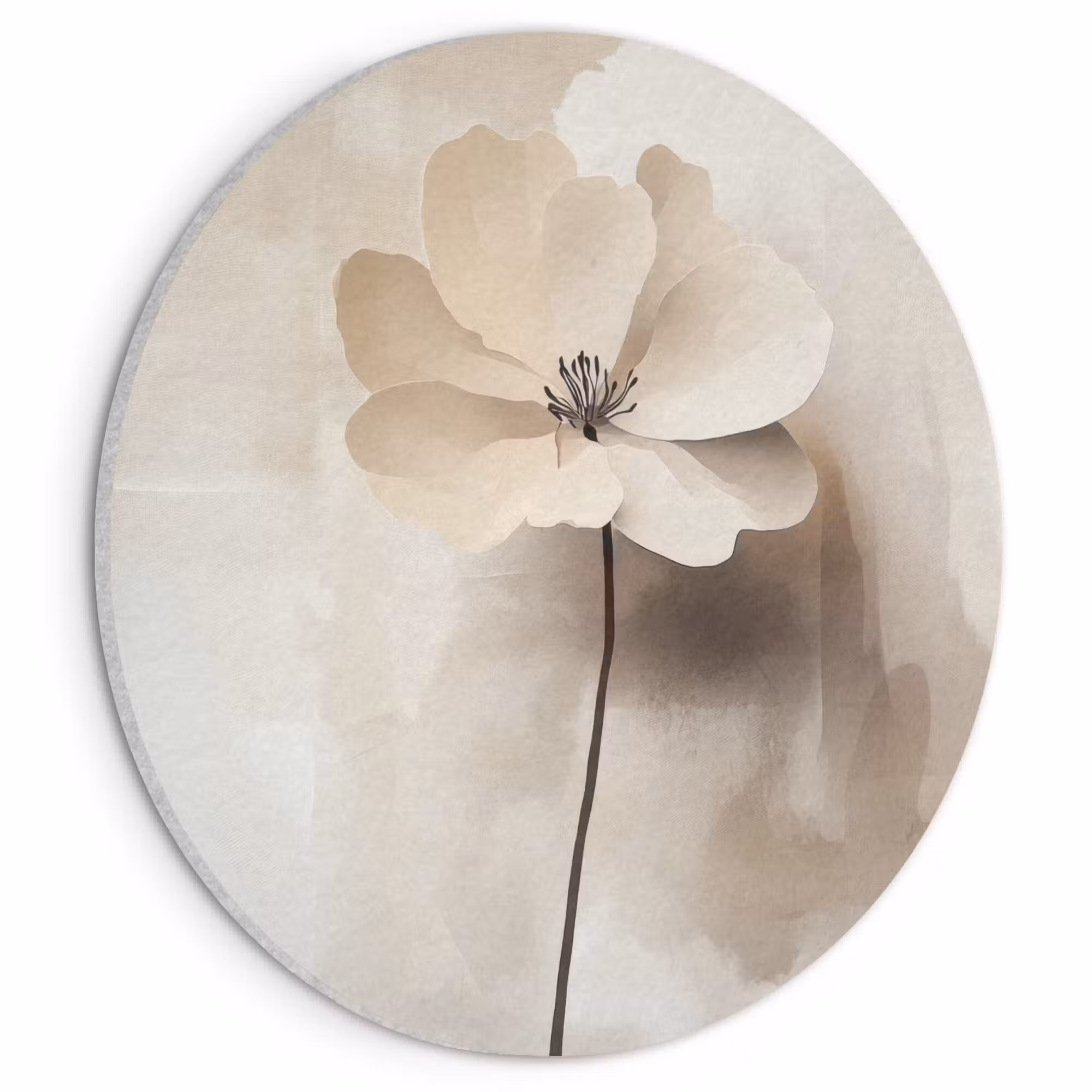 Akustikbild - Rund - Blume - Beige - Farbe - Schatten