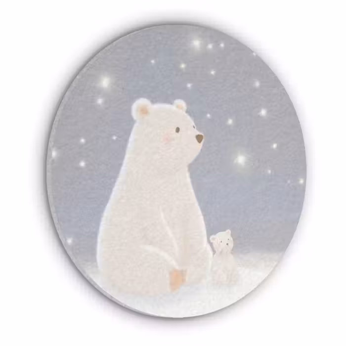 Akustikbild - Rund - Eisbär - Schnee - Sterne - Blau