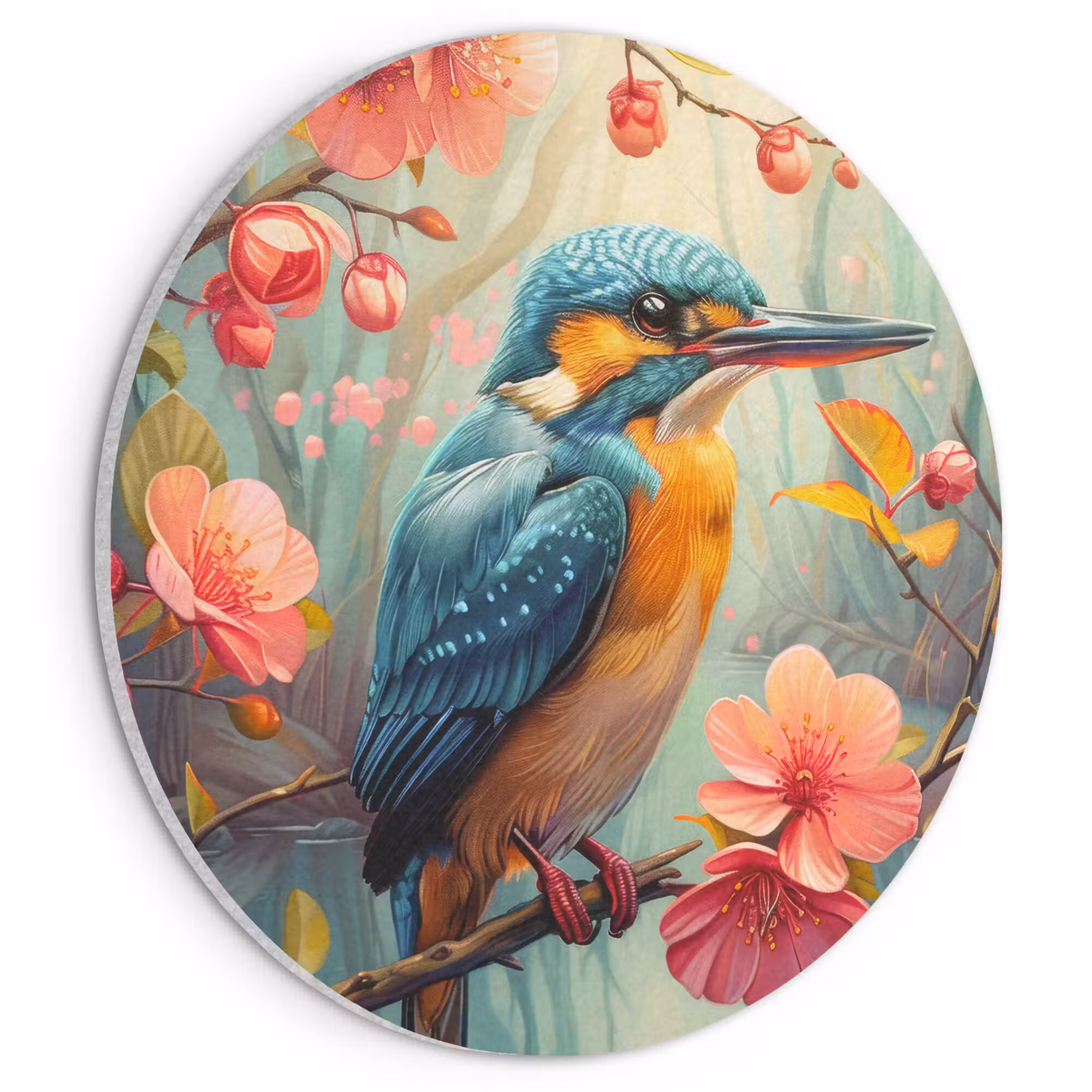 Akustikbild - Rund - Eisvogel - Blüte - Natur - Vögel - Blumen