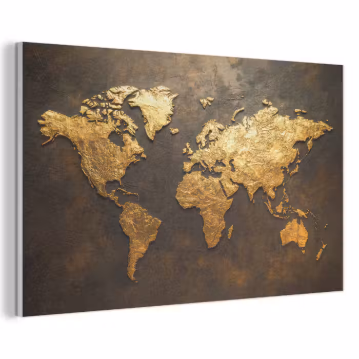 Akustikbild - Weltkarte - Gold - Rost