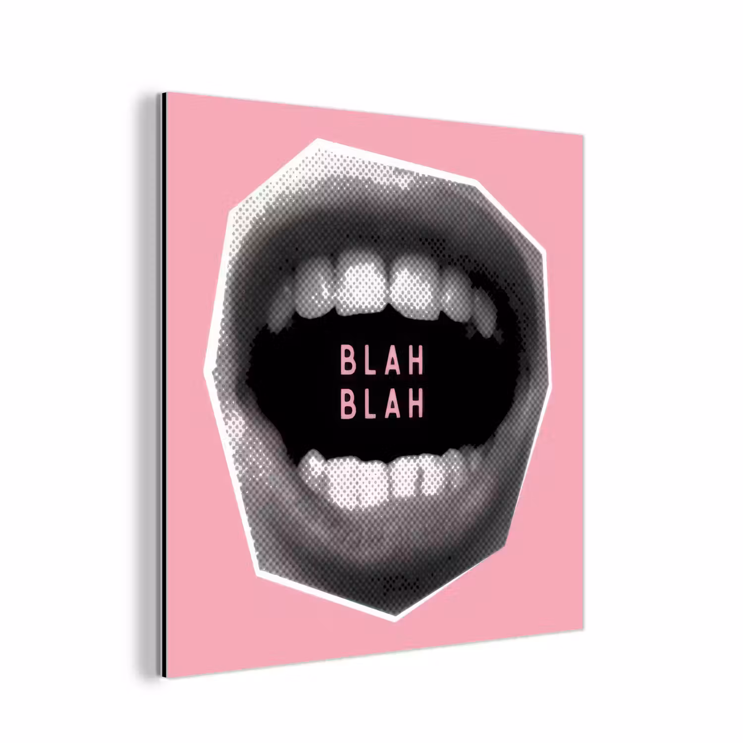 Alu-Dibond-Bild - Mund - BLAH BLAH - Rosa