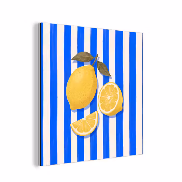 Alu-Dibond-Bild - Obst – Zitrone – Sommer – Gelb – Blau