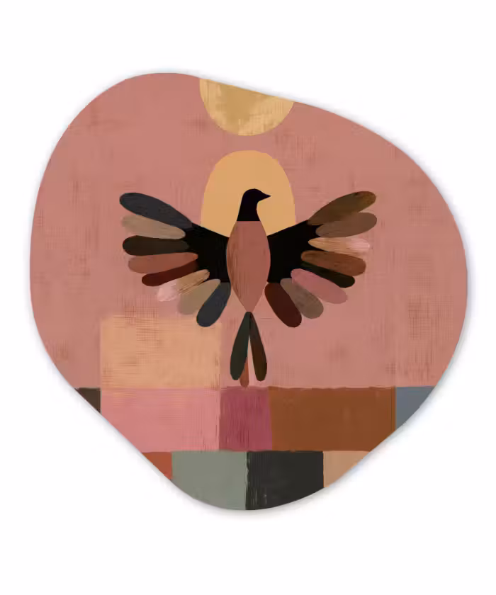 Alu-Dibond-Bild Organische Form - Illustration - Vogel - Ebenen - Farbenfroh