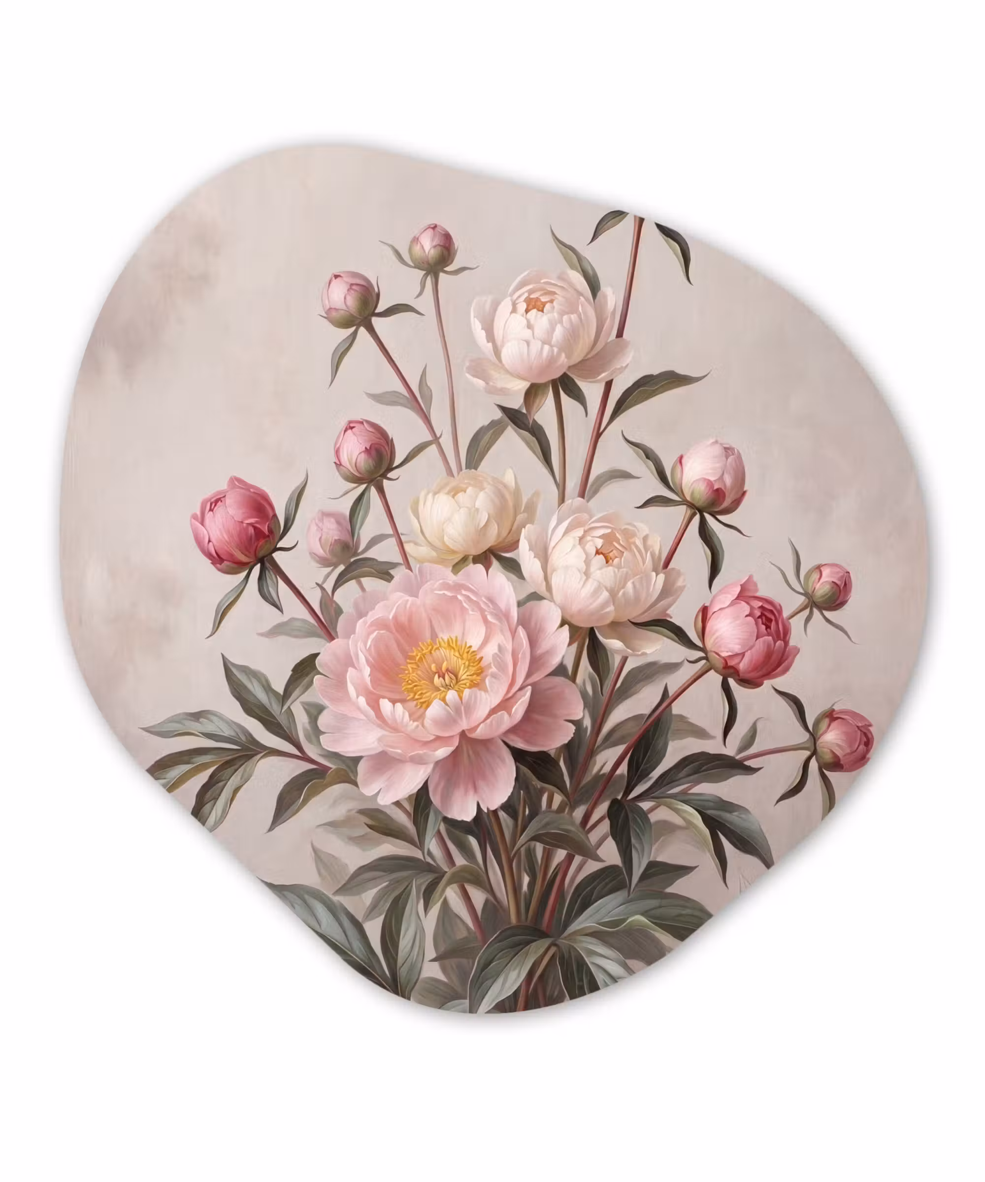 Alu-Dibond-Bild Organische Form - Pfingstrosen - Strauß - Rosa