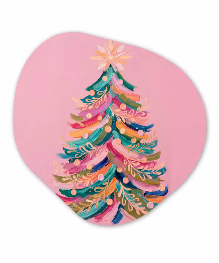 Alu-Dibond-Bild Organische Form - Weihnachtsbaum – Abstrakt – Bunt