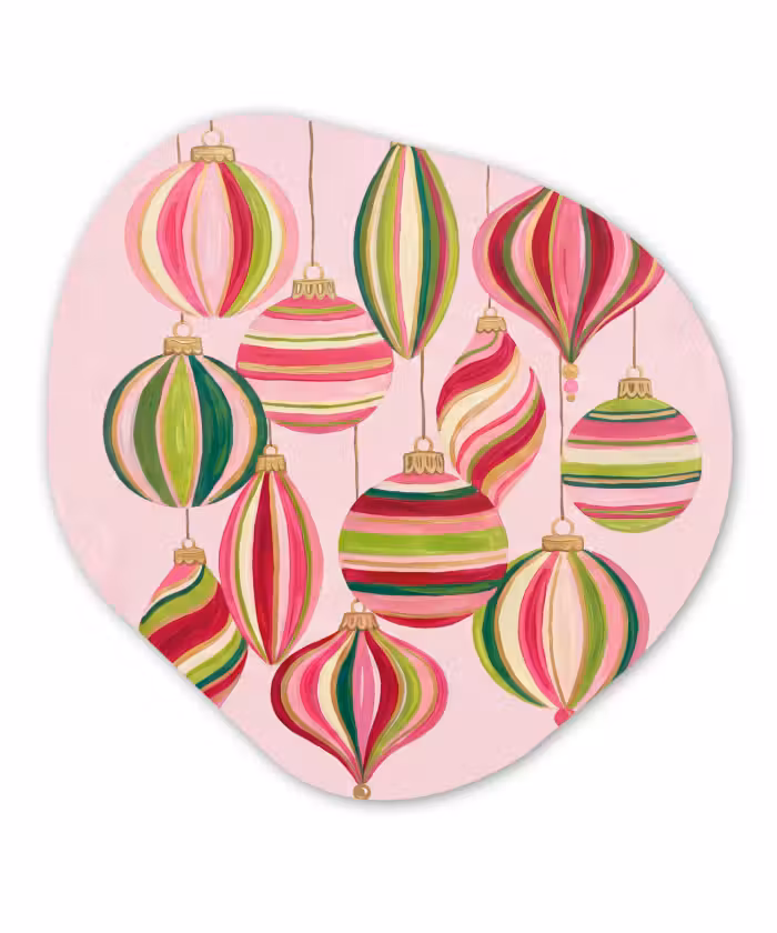 Alu-Dibond-Bild Organische Form - Weihnachtsdekoration – Gestreift – Rosa