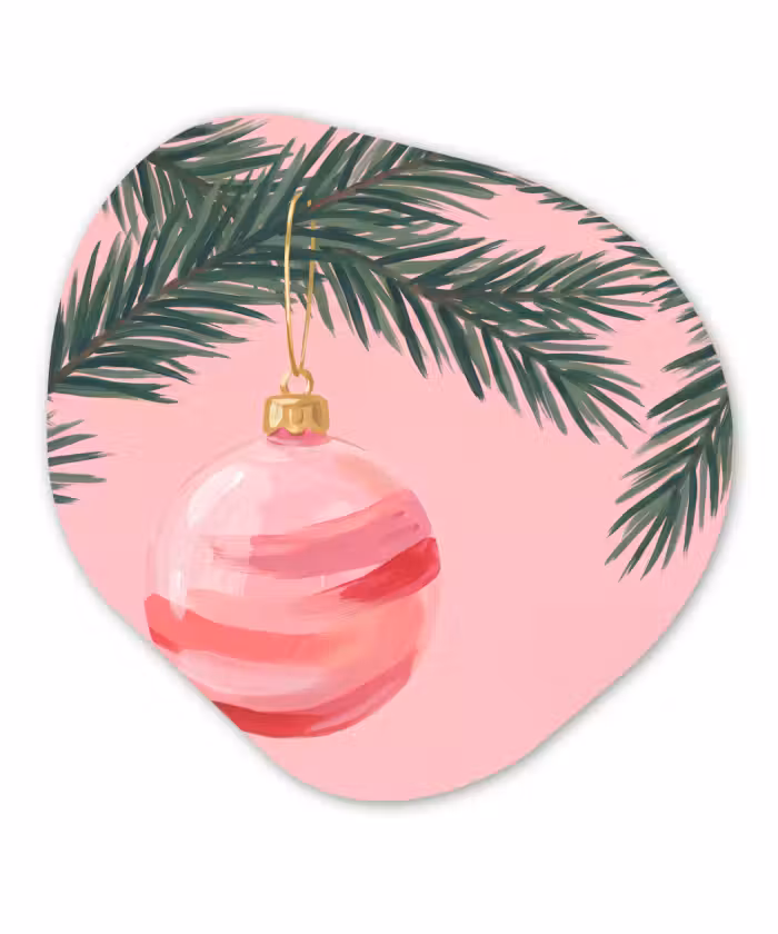 Alu-Dibond-Bild Organische Form - Weihnachtskugel – Rosa – Weihnachten