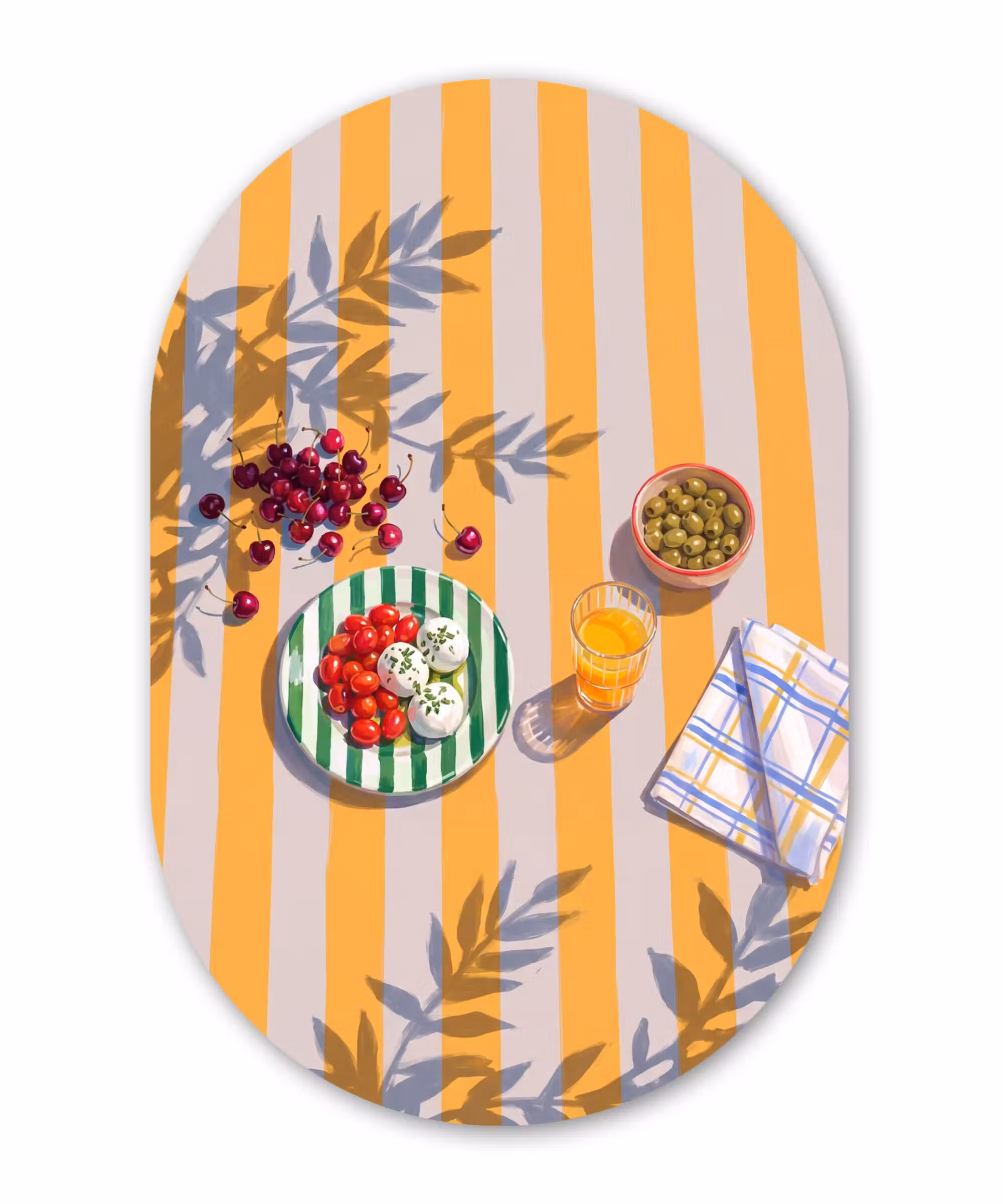 Alu-Dibond-Bild Oval - Essen – Sommer – Farbenfroh