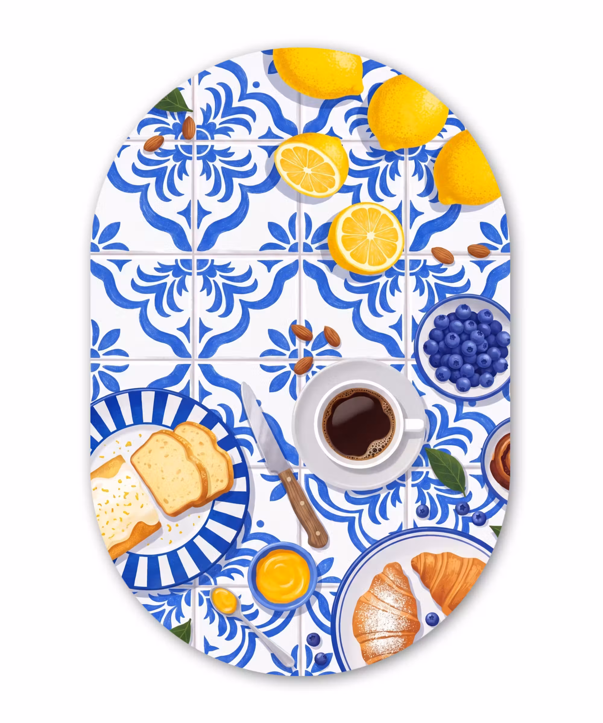 Alu-Dibond-Bild Oval - Frühstück – Gebäck – Essen