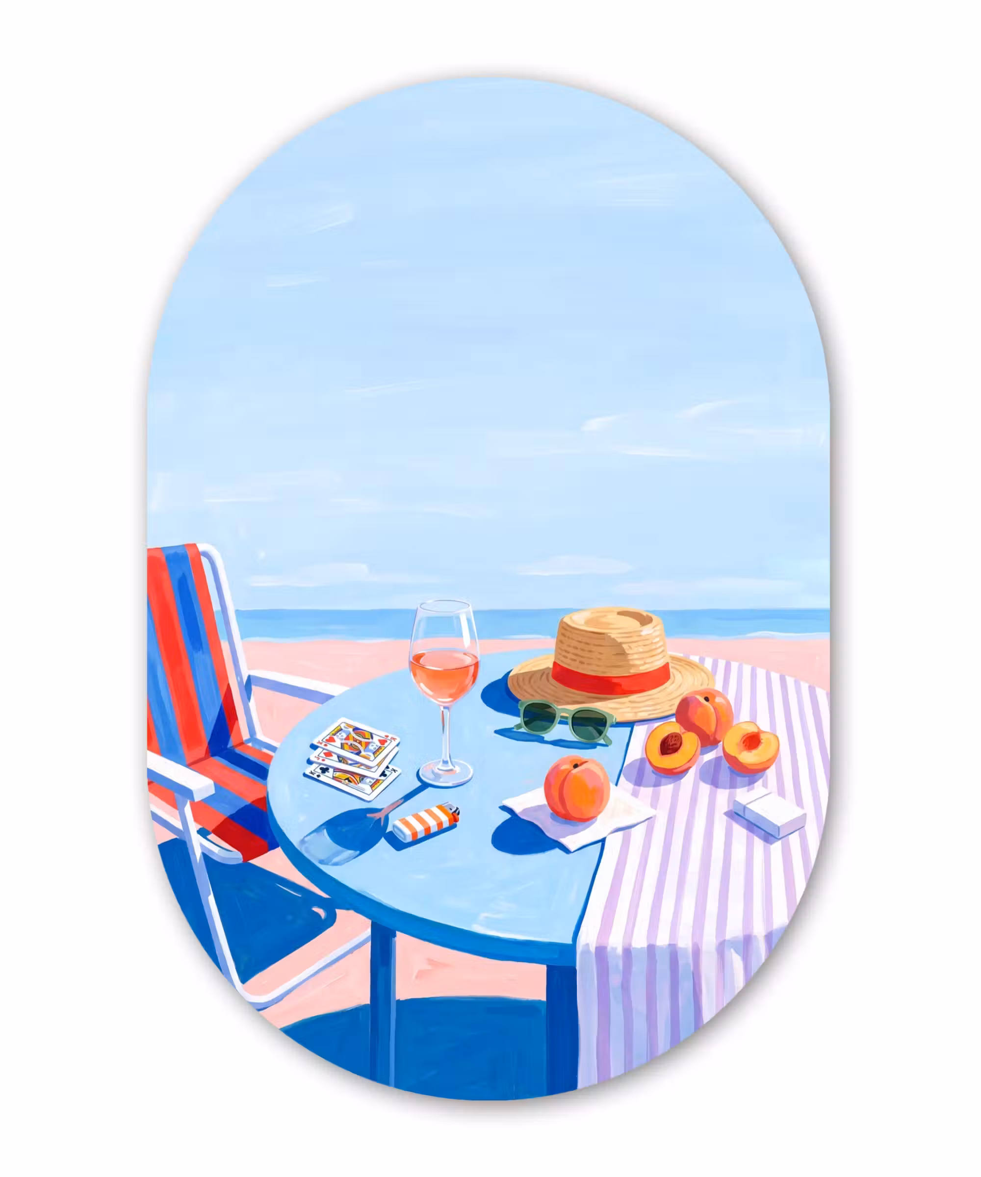 Alu-Dibond-Bild Oval - Strand – Picknick – Sommer
