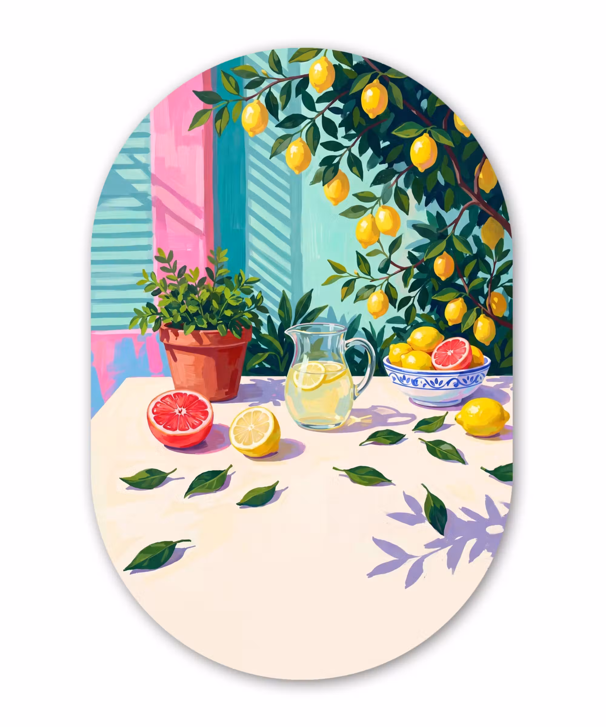 Alu-Dibond-Bild Oval - Zitronenlimonade im Sommer