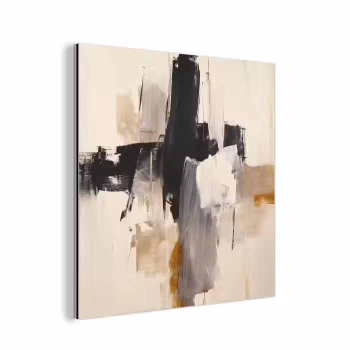 Alu-Dibond-Bild - Pinselstriche - Grob - Abstrakt - Beige