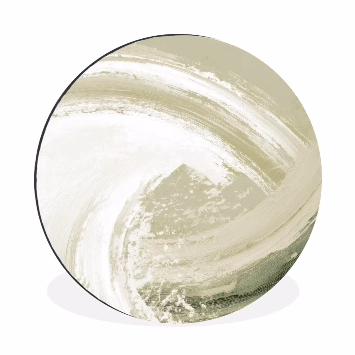 Alu-Dibond-Bild Rund - Abstrakt - Pinselstriche - Wellen - Grün