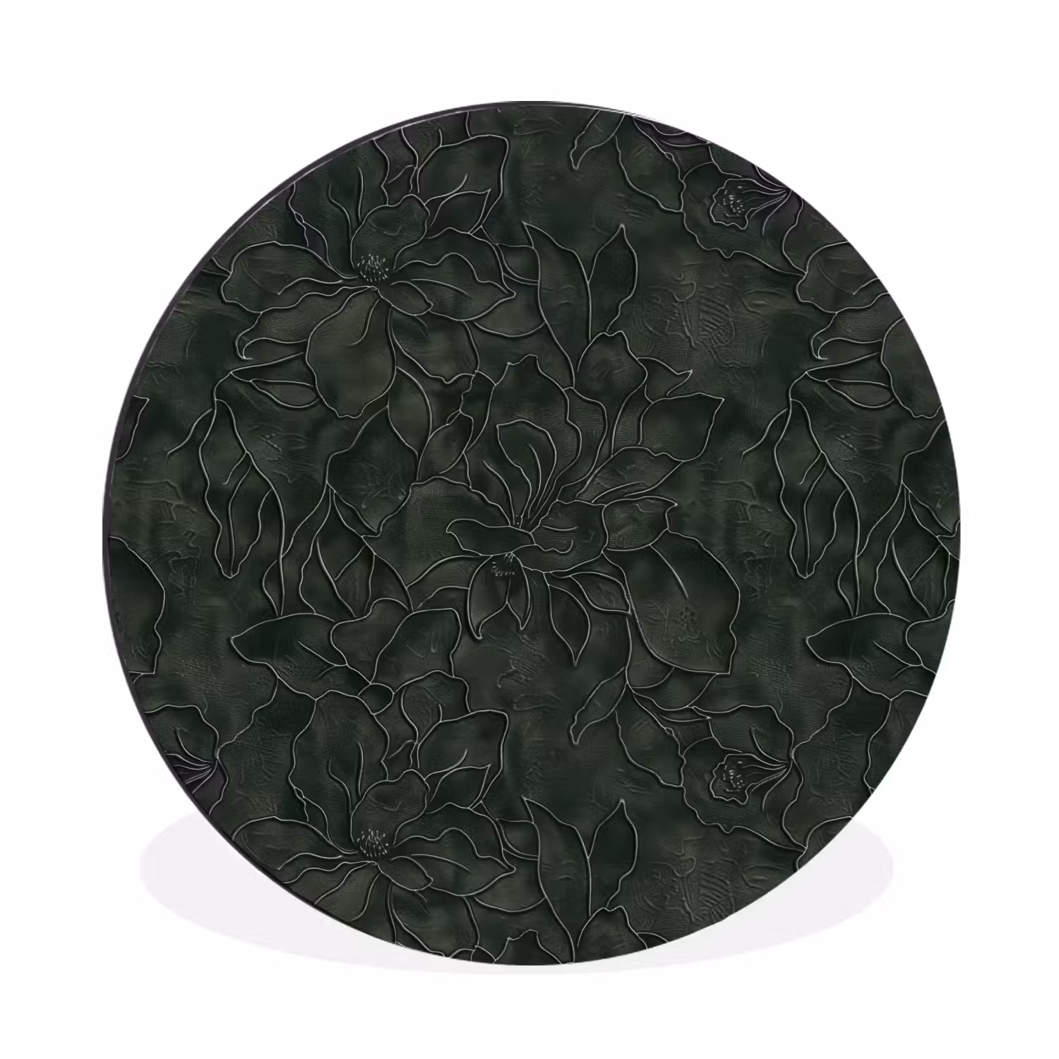 Alu-Dibond-Bild Rund - Blumen - Linien - Grün