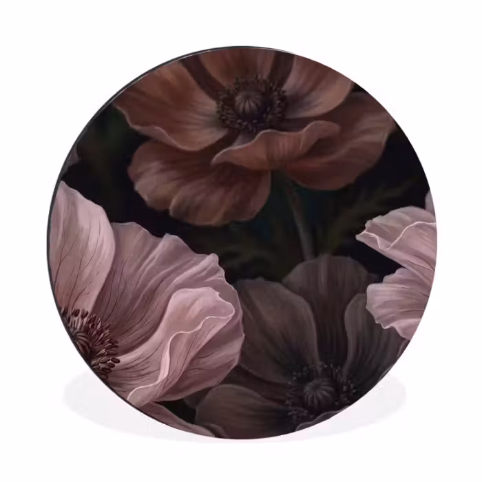 Alu-Dibond-Bild Rund - Blumen – Natur – Rosa – Dunkel – Modern