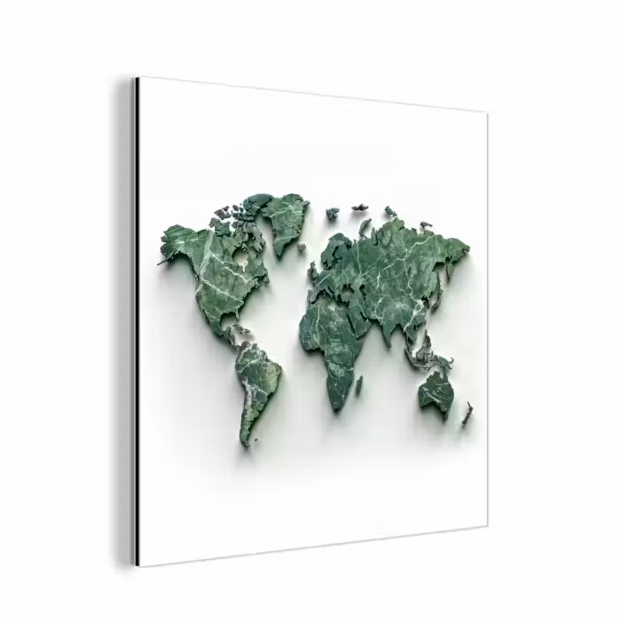 Alu-Dibond-Bild - Weltkarte - Blätter - 3D