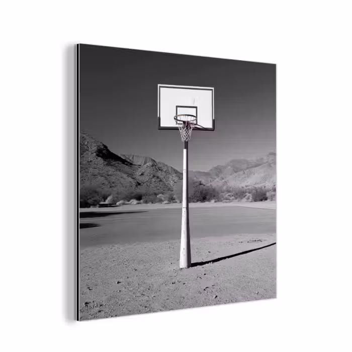 Alu-Dibond-Bild - Basketballstange - Landschaft - Sand - Weiß