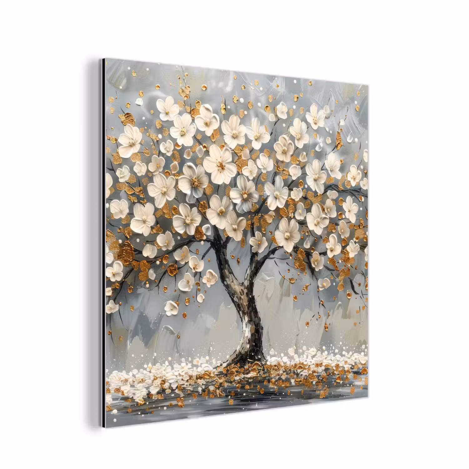 Alu-Dibond-Bild - Baum - Blumen - Weiß - Natur - Kunst