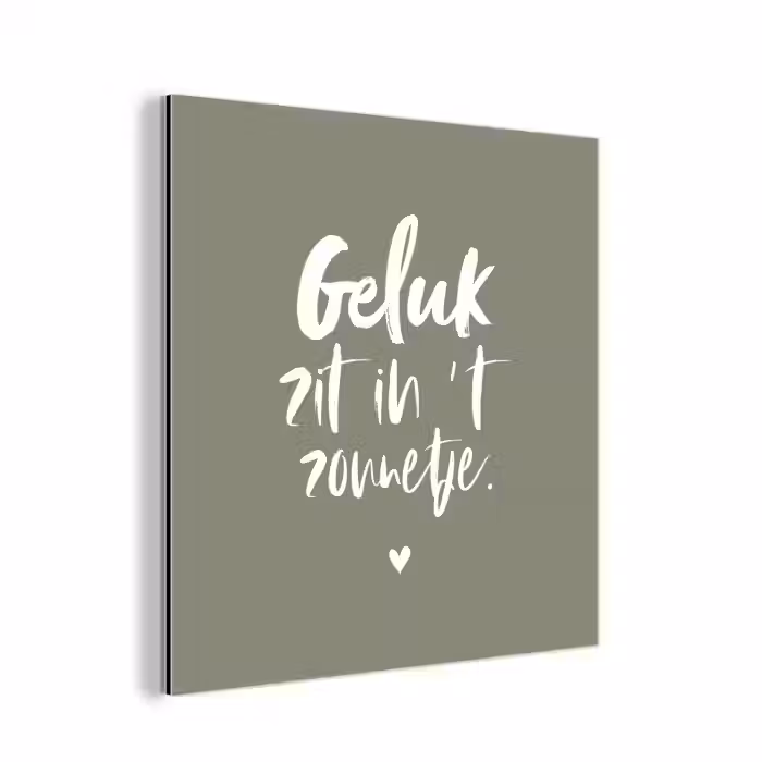 Geluk zit in 't zonnetje - Tekst - Geluk - Quotes - Zon aluminium wit klein -3d
