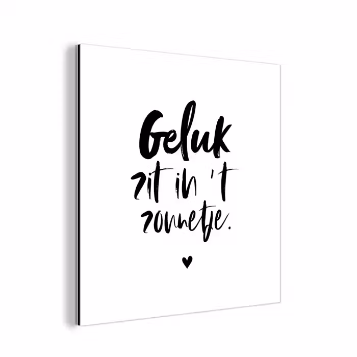 Geluk zit in 't zonnetje - Tekst - Zomer - Quotes aluminium wit klein -3d