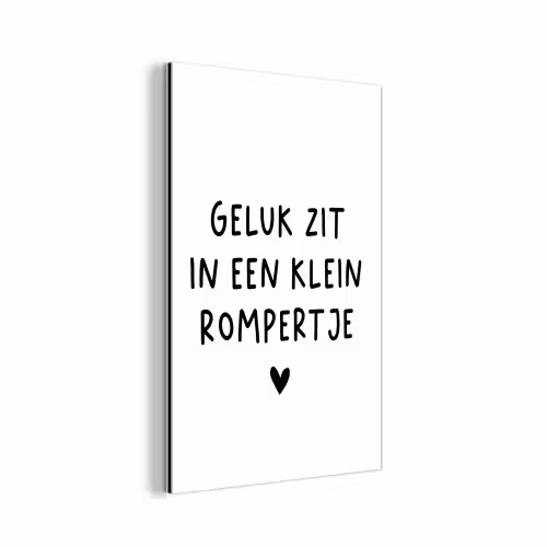 Geluk zit in een klein rompertje - Quotes - Spreuken aluminium wit klein -3d
