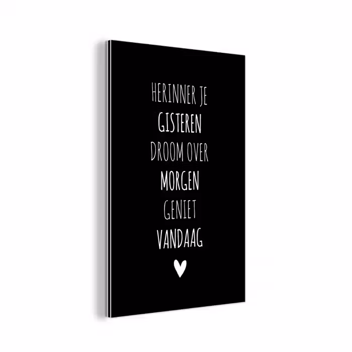 Herinner je gisteren droom over morgen geniet vandaag - Spreuken - Quotes aluminium wit klein -3d
