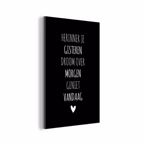 Herinner je gisteren droom over morgen geniet vandaag - Spreuken - Quotes aluminium wit klein -3d