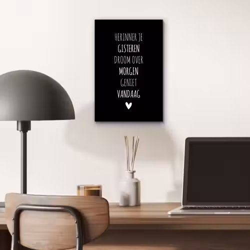 Herinner je gisteren droom over morgen geniet vandaag - Spreuken - Quotes aluminium wit klein -sfeer5