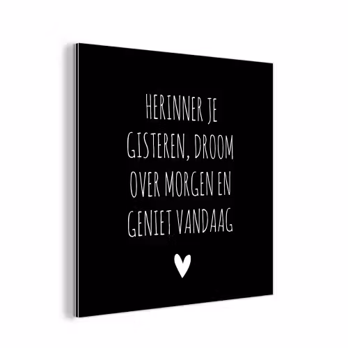 Herinner je gisteren droom over morgen geniet vandaag - Spreuken - Quotes aluminium wit klein -3d