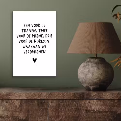 De horizon waaraan we verdwijnen - Quotes - Spreuken - Bløf aluminium wit klein -sfeer2