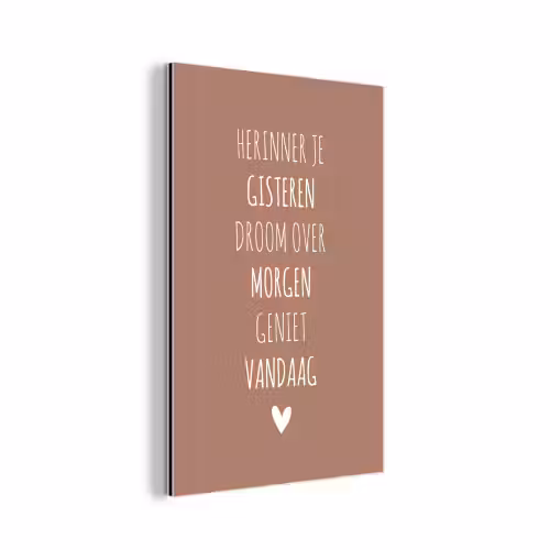 Herinner je gisteren droom over morgen geniet vandaag - Quotes - Spreuken aluminium wit klein -3d